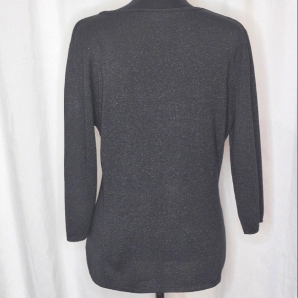 Carole Little Vintage Silk Blend Black Shimmer 3/4 Sleeve Top - Size XL - Picture 4 of 9